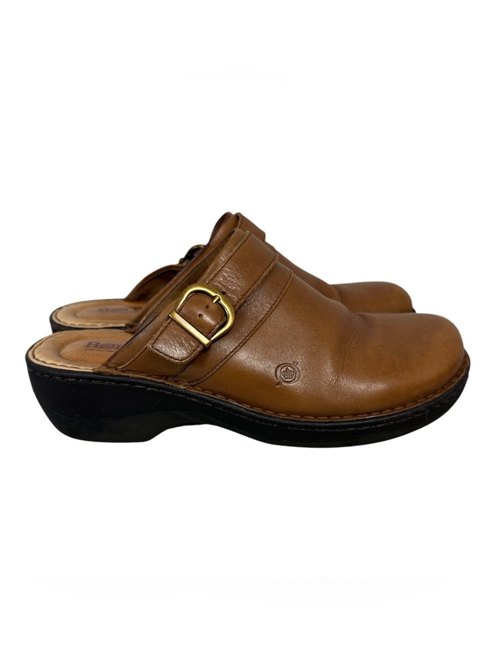 Born Womens Avaco Brown Leather Mules Slip On Comfort Shoes Size 10